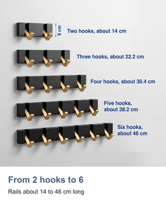 Folding wall hook rail: From 2 hooks to 6