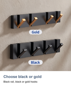 Folding wall hook rail: Choose black or gold