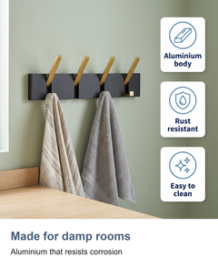 Folding wall hook rail: Made for damp rooms