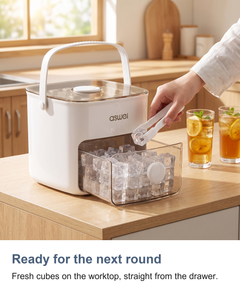 Ready for the next round: Fresh cubes on the worktop, straight from the drawer.