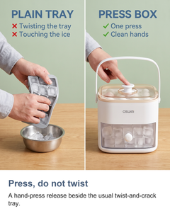 Press, do not twist: A hand-press release beside the usual twist-and-crack tray.