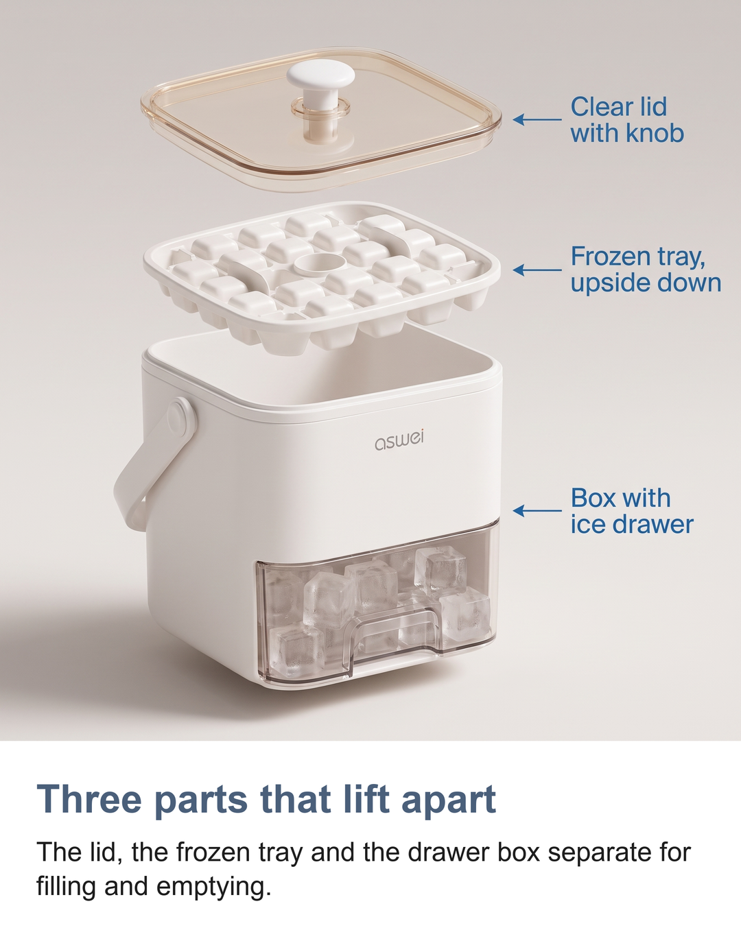 Two trays, one lid: Stack them, freeze them, release them together.