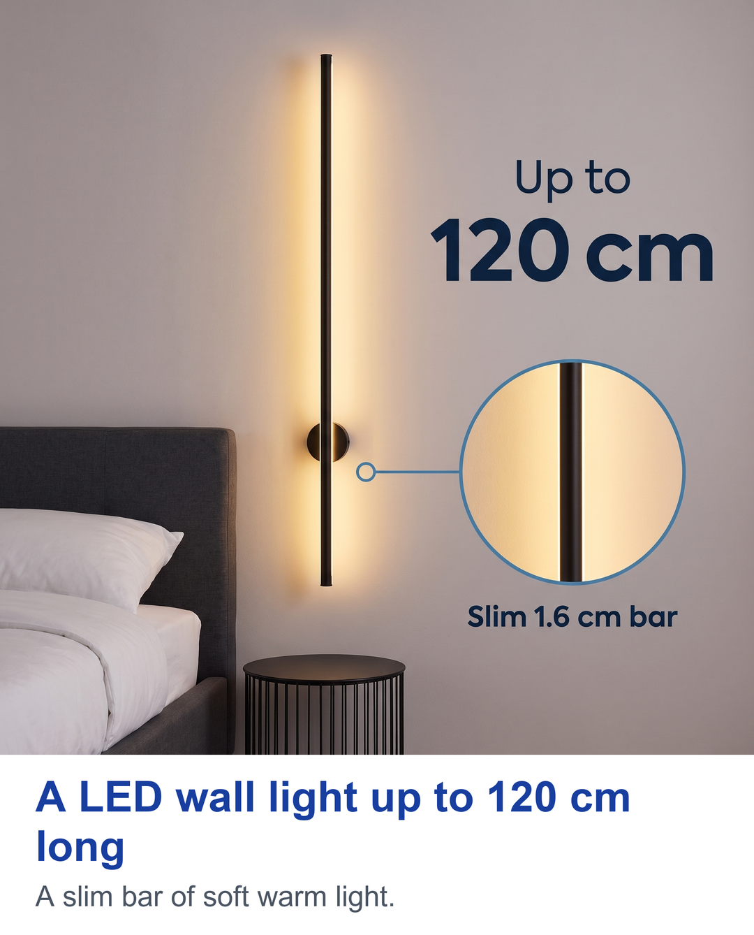A LED wall light up to 120 cm long