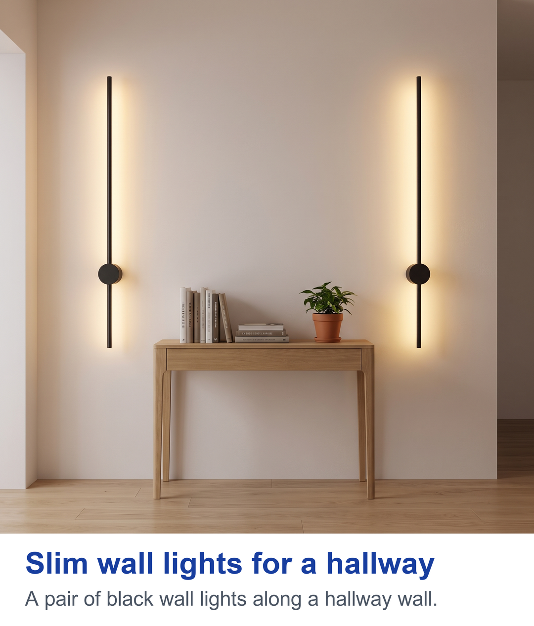 Slim wall lights for a hallway