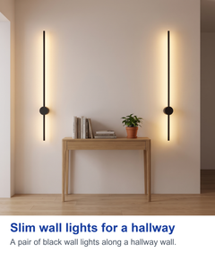 Slim wall lights for a hallway