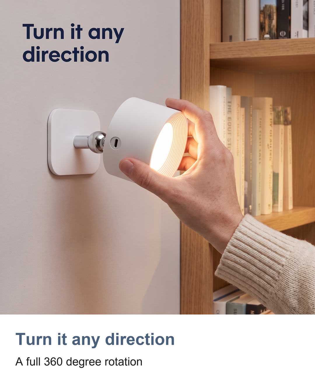 Turn it any direction. A full 360 degree rotation