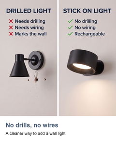 No drills, no wires. A cleaner way to add a wall light