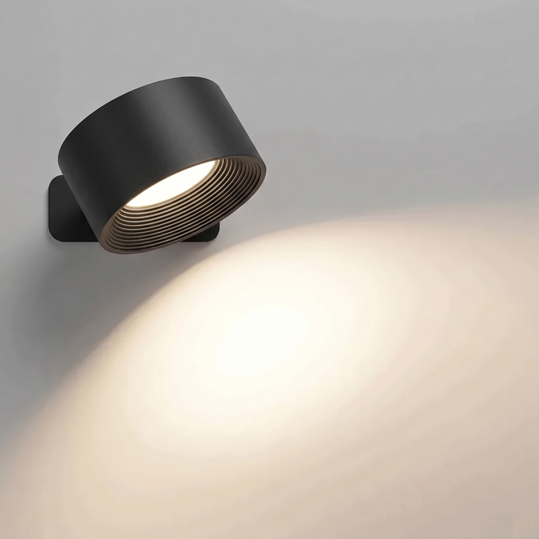 Black rechargeable magnetic wall light with remote