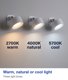 Warm, natural or cool light. Three light tones