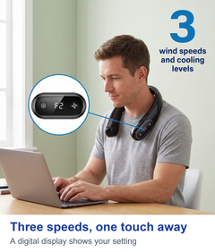 Three speeds, one touch away. A digital display shows your setting