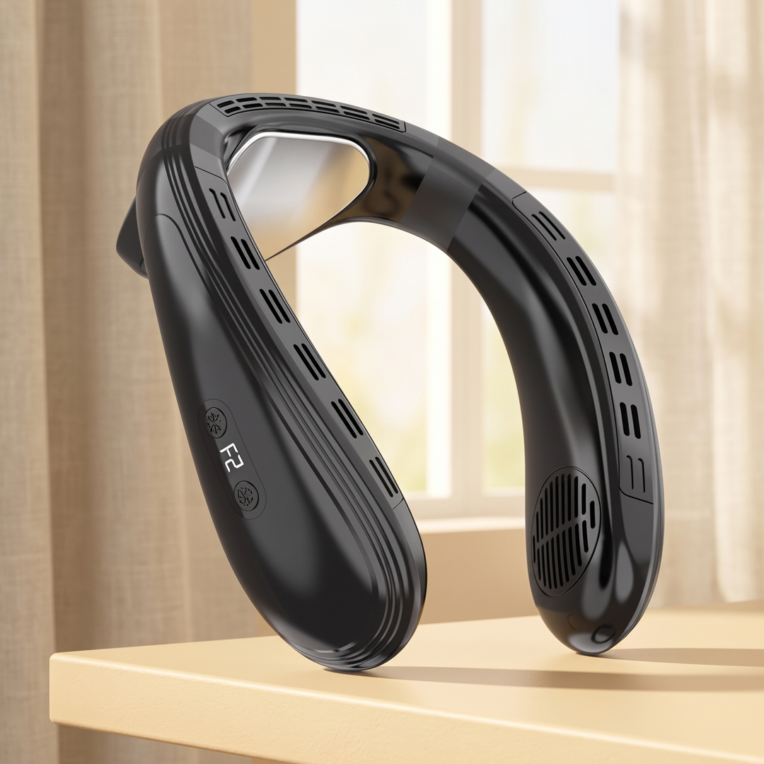 Black rechargeable neck fan