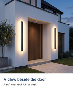 A glow beside the door: A soft outline of light at dusk.