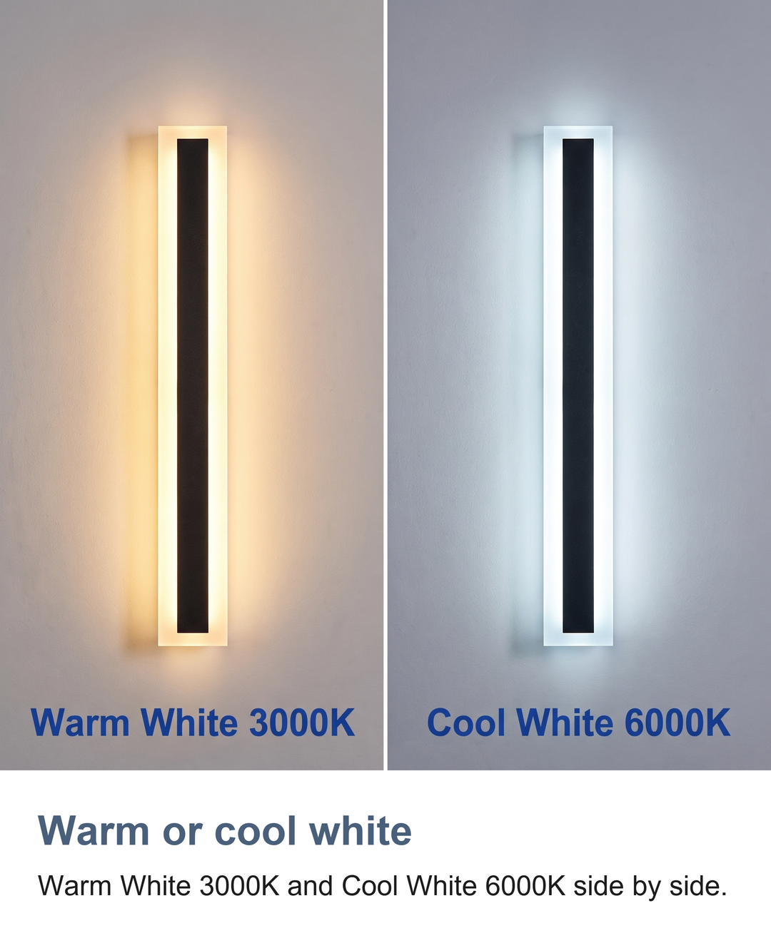 Warm or cool white: Warm White 3000K and Cool White 6000K side by side.