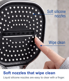 Soft nozzles that wipe clean