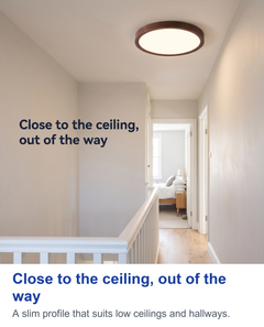 Close to the ceiling, out of the way