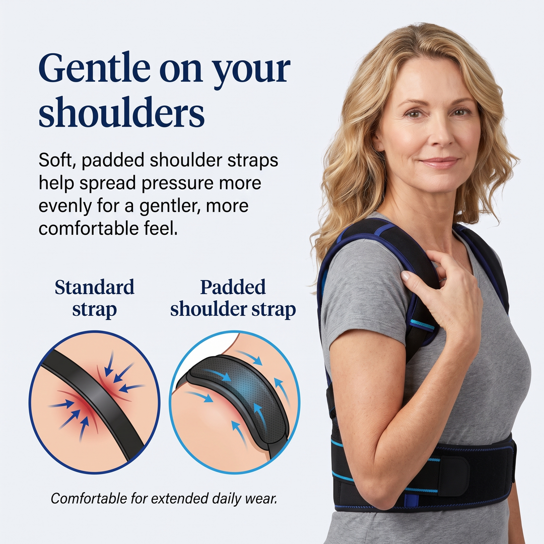 Gentle padded shoulder straps