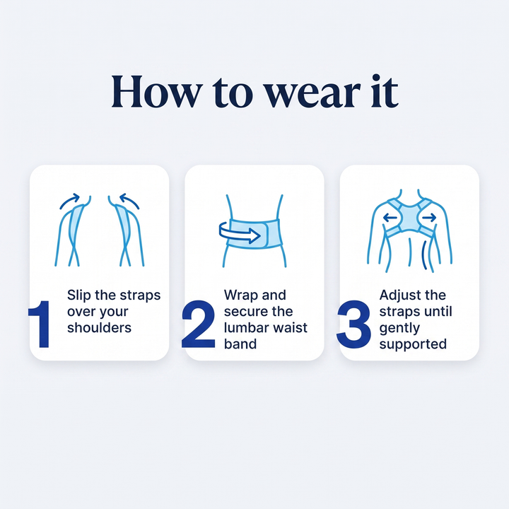 How to wear the full-back posture brace