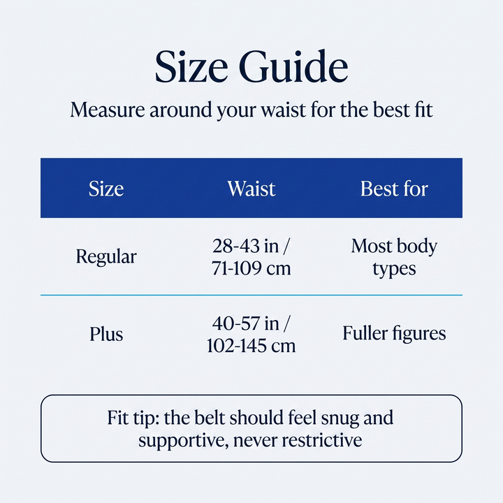 Lower-back support belt size guide
