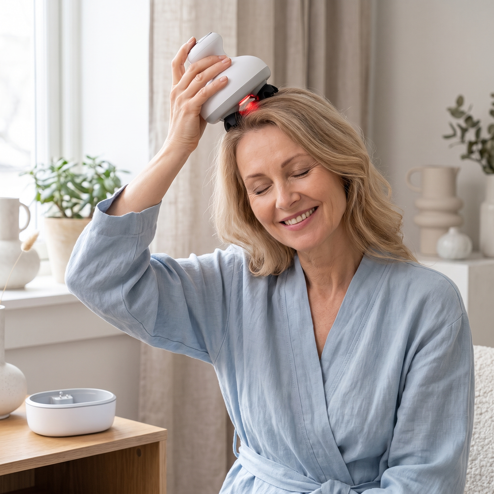 A soothing head massage at home