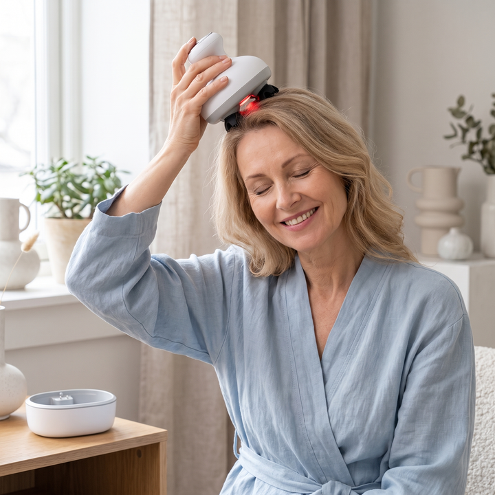 A soothing head massage at home