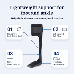 Helps hold the foot in a natural, level position