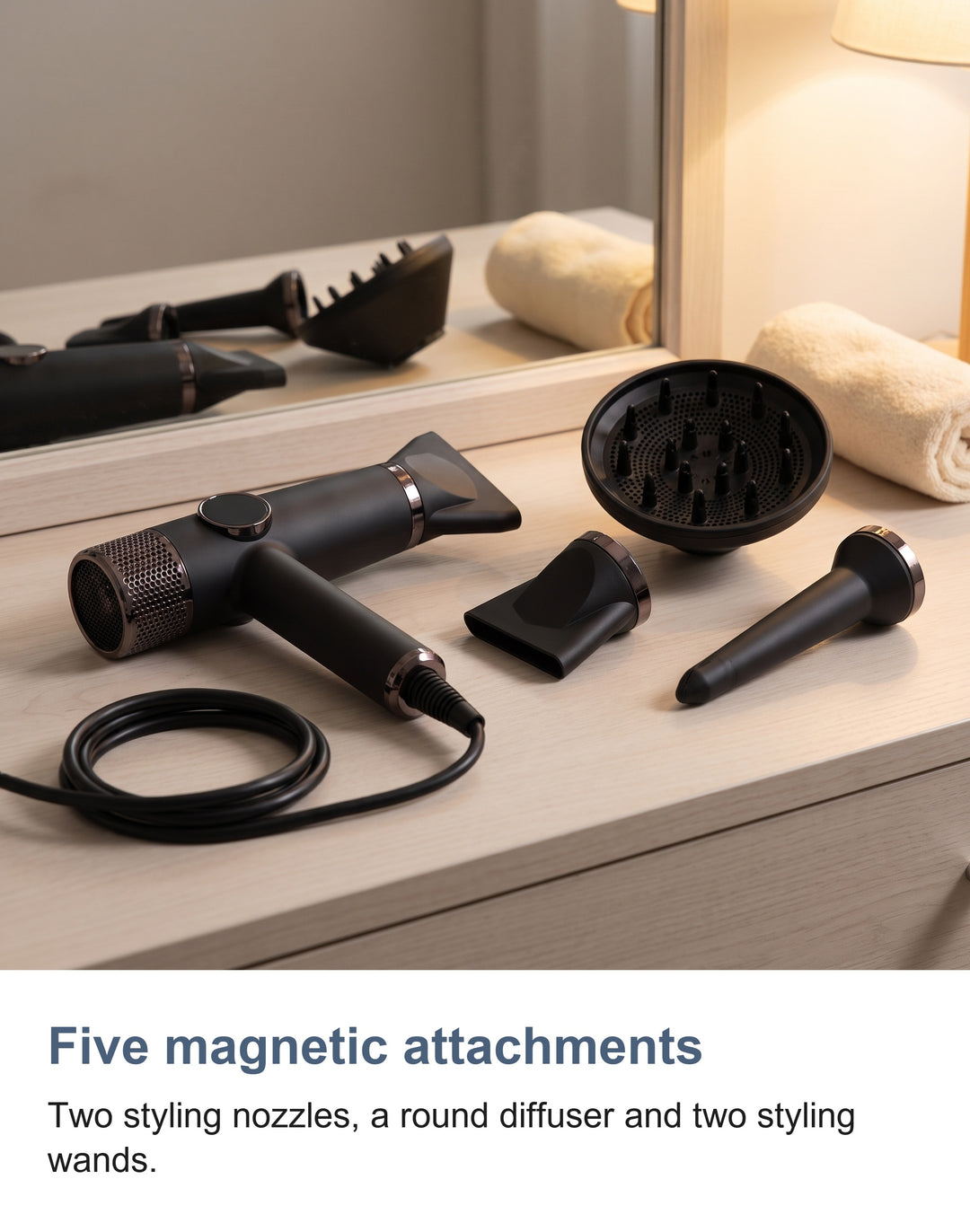 Ionic Hair Dryer, High Speed Blow Dryer with 5 Attachments