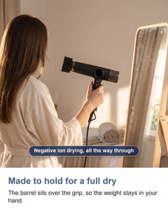 The professional hair dryer with negative ion drying, five attachments and mains power
