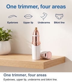 One lady trimmer used on four areas: eyebrows, upper lip, underarms and bikini line