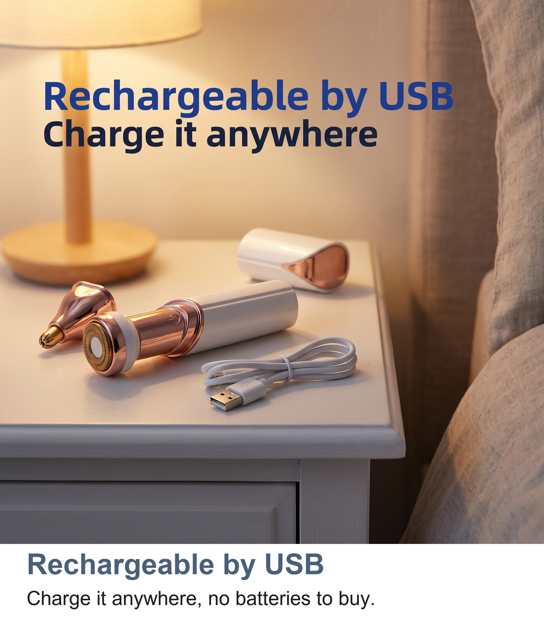 Lady trimmer charging by USB cable