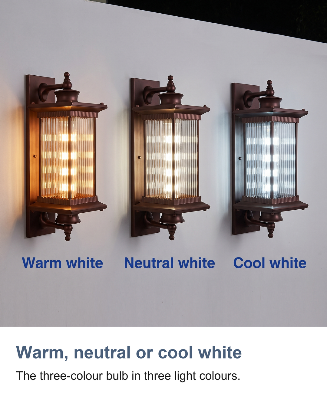 Warm, neutral or cool white: The three-colour bulb in three light colours.