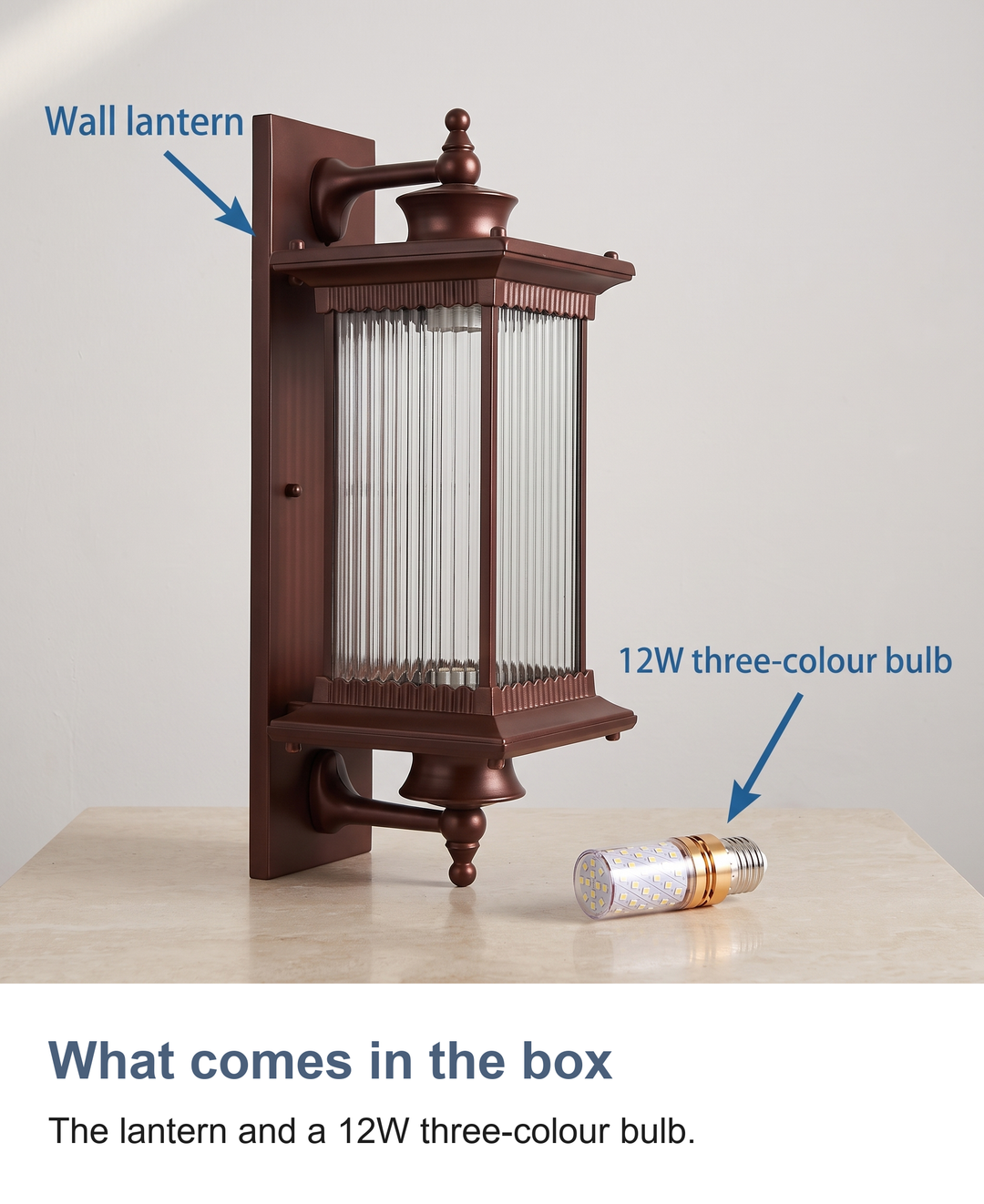 What comes in the box: The lantern and a 12W three-colour bulb.