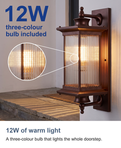 12W of warm light: A three-colour bulb that lights the whole doorstep.