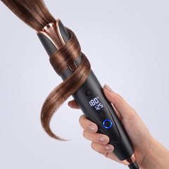 Cordless automatic curling iron with LED display, Black