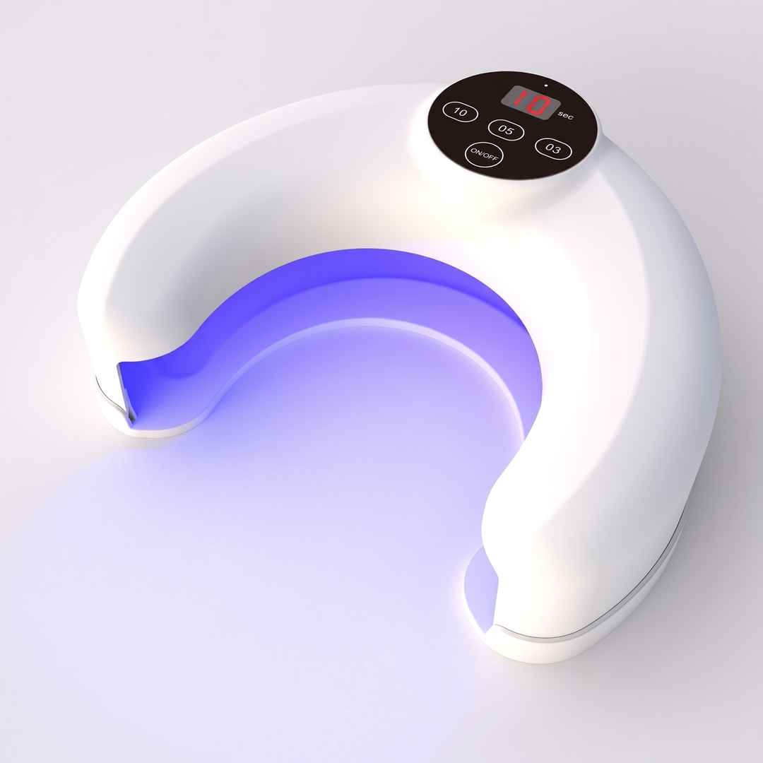 White crescent nail lamp with an open front