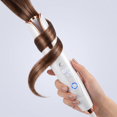 Cordless automatic curling iron with LED display, White