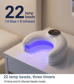 Crescent nail lamp with its 22 lamp beads stat, 14 blue and 8 infrared