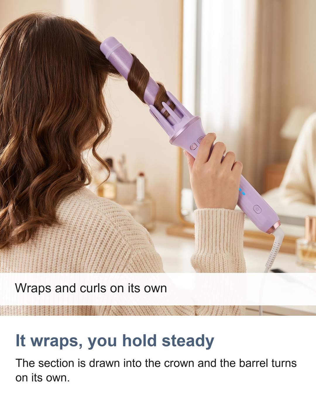 It wraps, you hold steady. The section is drawn into the crown and the barrel turns on its own.