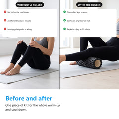 A cool down without a foam roller compared with the same cool down using a black textured foam roller