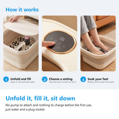How to use the foot spa bath massager, unfolding it, setting the mode and soaking feet