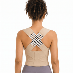 Full-back posture support brace in beige