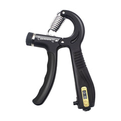 Hand grip strengthener with rep counter in black