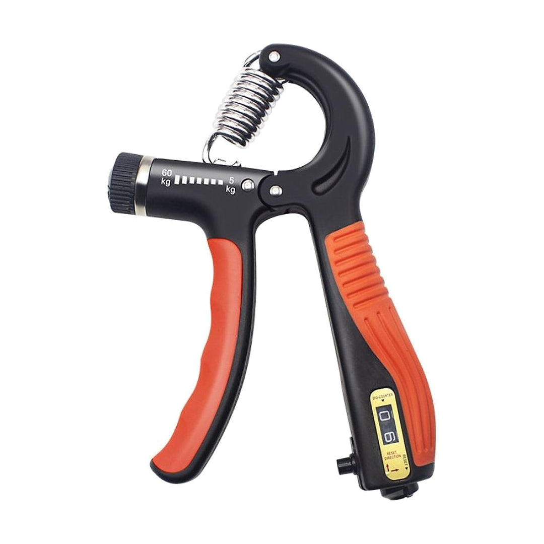 Hand grip strengthener with rep counter in red