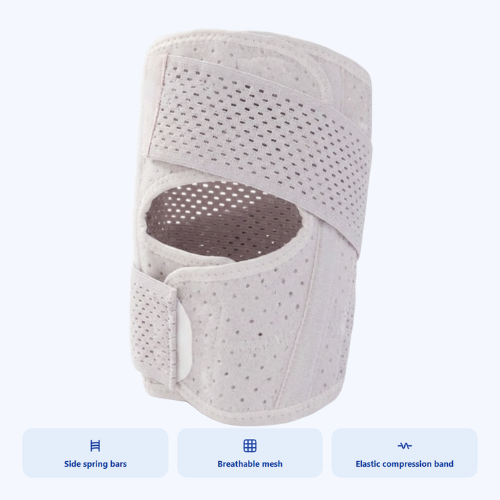 Knee pad panel showing side spring bars and breathable mesh