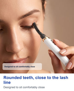 Rounded teeth, close to the lash line: designed to sit comfortably close