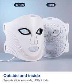 Outside and inside of the white LED face mask