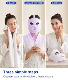 Three steps to use the white LED face mask