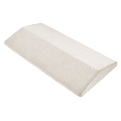White triangle wedge lumbar support pillow with a dotted velvet cover, shown on a plain white background
