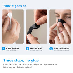 How to fit the nasal dilator band, cleaning the nose, adding a tab and pressing it on