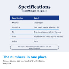 Nasal dilator specifications, silicone gel material and box contents