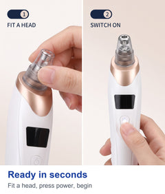 Ready in seconds: fitting a suction head then switching on the pore vacuum device